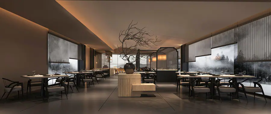 山水入席餐厅空间效果图